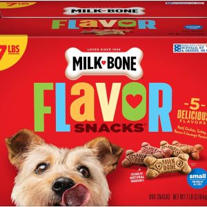 Milk-Bone Flavor Snacks Small Dog Biscuits, Flavored Crunchy Dog Treats, 7 Pound Box