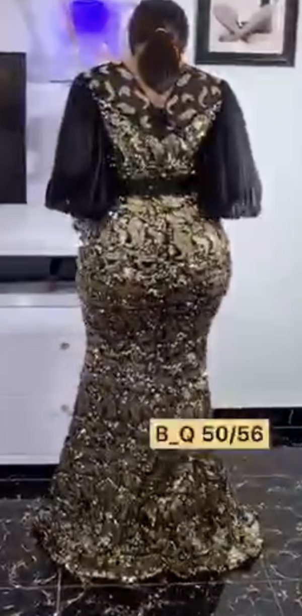 Women Gold Elegant Maxi Dress Sequin Design Special Occasion, Wedding, Party Formal Wear-Gold (Size 56) - Image 8