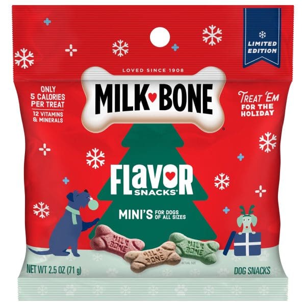 6 Packs Of Milk-Bone Mini’s Flavor Snacks Biscuits, Holiday Dog Treats, 2.5 oz Bag