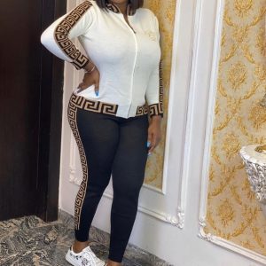 Women Top Zip Down Tracksuit Long Sleeve Casual Classy Wear Mid Waist Sweatpants