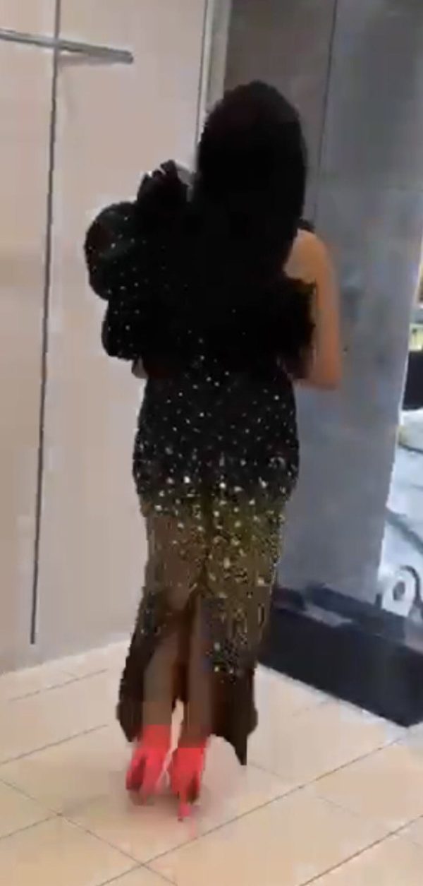 Elegant Women 1 PC Glass & Beaded  Design Long Dress With Back Slit One Side Long Sleeve Style, Wedding,  Party Occasion & Special Ceremonial Events Wear - Image 5