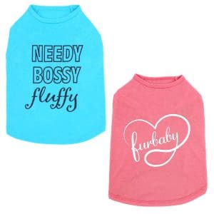 Dog Tshirt 2pack Needy/Furbaby, Pink/Blue, M