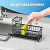 Cisily Black Sponge Holder for Kitchen Sink, Sink Caddy Organizer with High Brush Holder, Kitchen Countertop Organizers and Storage Essentials, Rustproof 304 Stainless Steel, Soap Dispenser Organize - Image 6