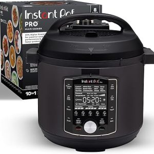Instant Pot Pro (8 QT) 10-in-1 Pressure Cooker, Slow Cooker, Rice/Grain Cooker, Steamer, Sauté, Sous Vide, Yogurt Maker, Sterilizer, and Warmer, Includes App With Over 800 Recipes, Black