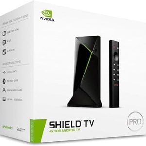 NVIDIA SHIELD Android TV Pro Streaming Media Player; 4K HDR movies, live sports, Dolby Vision-Atmos, AI-enhanced upscaling, GeForce NOW cloud gaming, Google Assistant Built-In, Works with Alexa