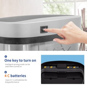 Alternative view of Kitchen Trash Can with Lid, 13 Gallon Automatic Garbage Can for Bathroom Bedroom Home Office 50 Liter Touch Free High-Capacity Brushed Stainless Steel Waste Bin