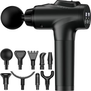 Massage Gun, Muscle Massage Gun for Athletes Handheld Electric Deep Tissue Back Massager, Percussion Massage Device for Pain Relief with 30 Speed Levels 9 Heads