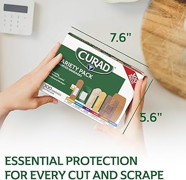 CURAD Assorted Bandages Variety Pack, 300 Count, 6 Styles Including Antibacterial, Waterproof, Sheer, Plastic, Heavy Duty & Flex-Fabric, Protects Scrapes, Cuts & Burns, Latex-Free - Image 2