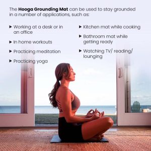 Alternative view of Hooga Grounding Mat for Sleep, Energy, Pain Relief, Inflammation, Balance, Wellness. Earth Connected Indoor Grounding for Home, Office, Work. 15 Foot Cord Included. Conductive Carbon