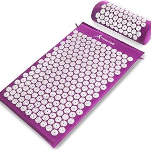 ProsourceFit Acupressure Mat and Pillow Set for Back/Neck Pain Relief and Muscle Relaxation, Large - Green/White