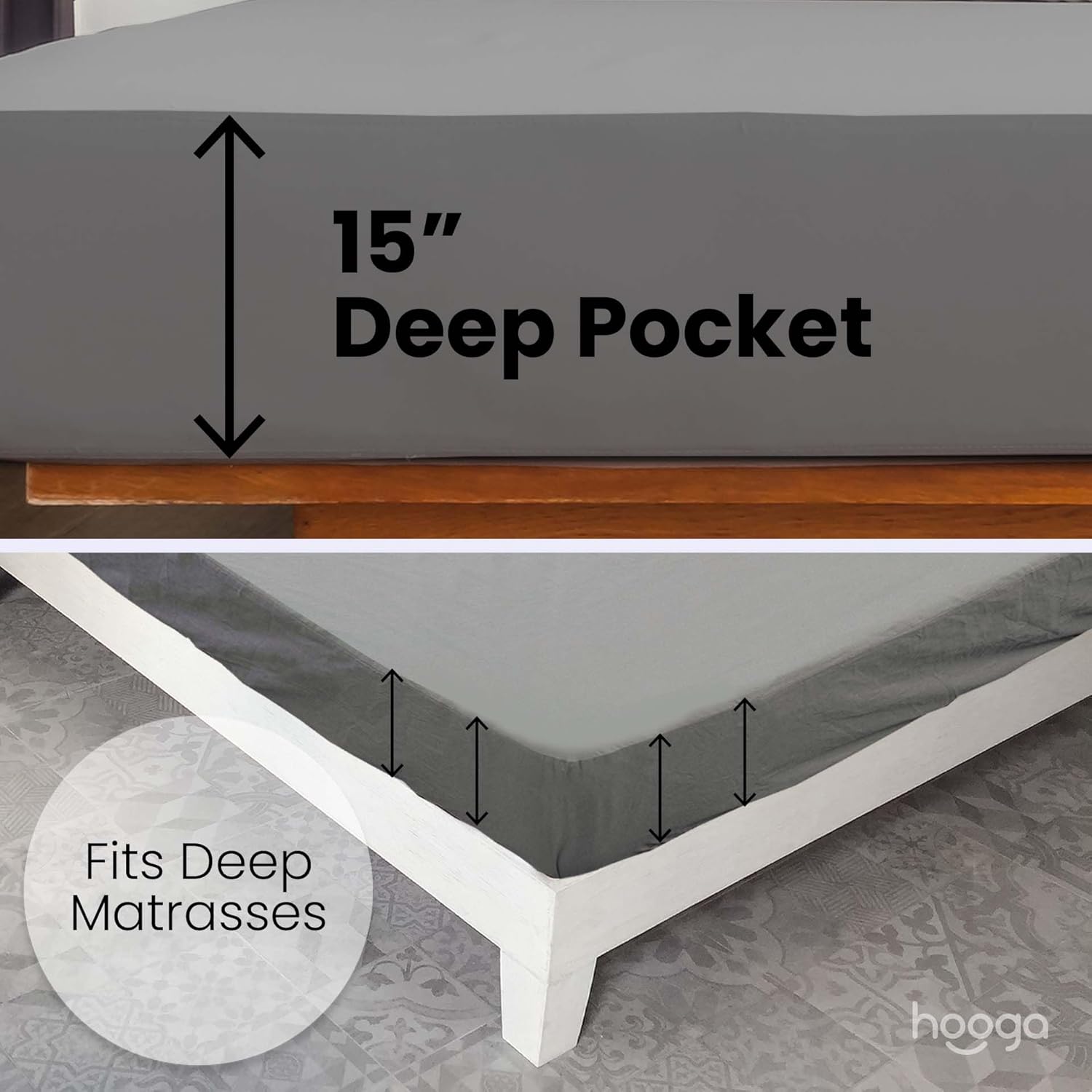 Grounding Sheet, Fitted King Size, Organic Cotton and Conductive Silver, Earth Connected Sheets for Improved Sleep, Pain Relief, Wellness. 78"x 80"x15", Gray Sheets with 15 Ft Grounding Cord - Image 3