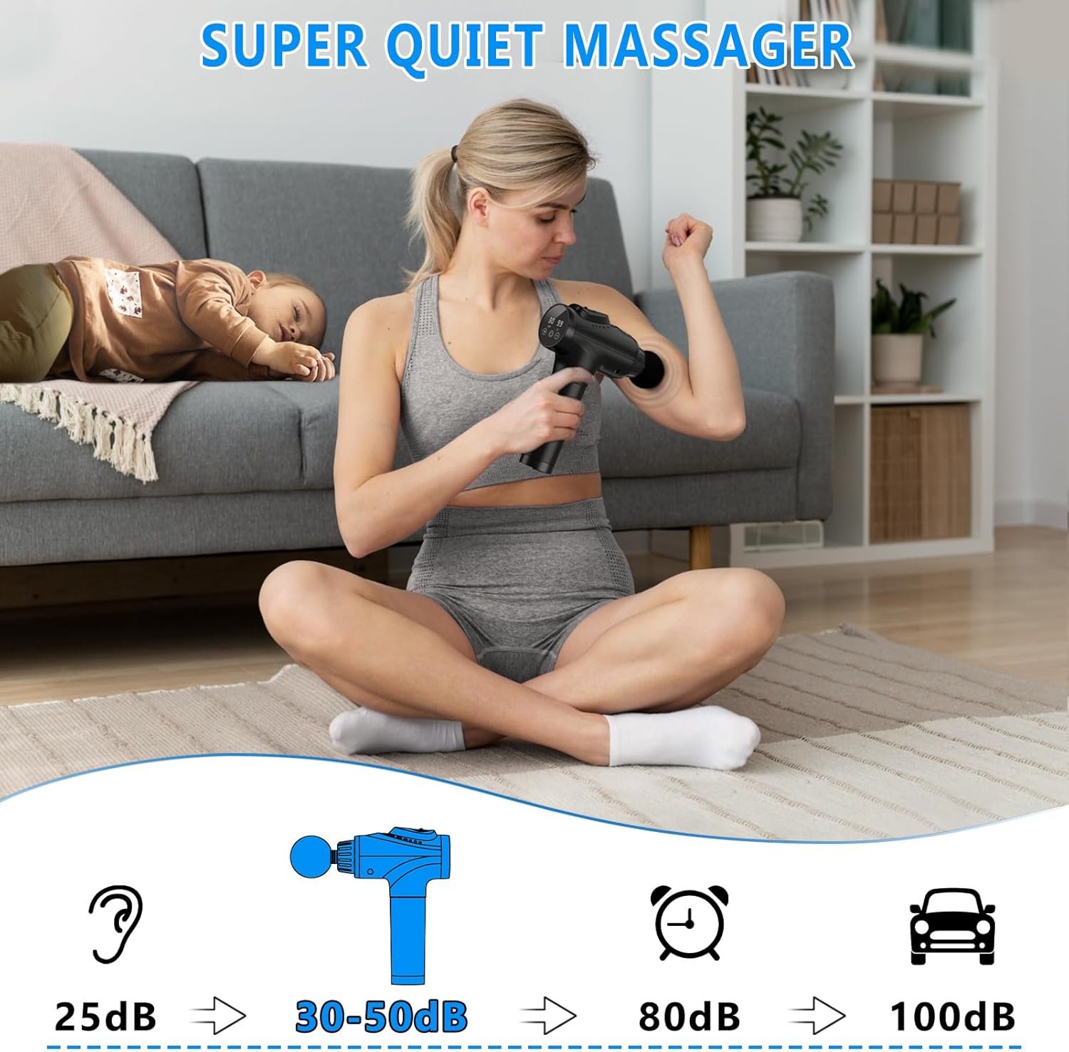 Massage Gun, Muscle Massage Gun for Athletes Handheld Electric Deep Tissue Back Massager, Percussion Massage Device for Pain Relief with 30 Speed Levels 9 Heads - Image 5