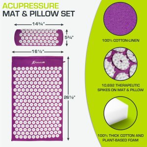 Alternative view of ProsourceFit Acupressure Mat and Pillow Set for Back/Neck Pain Relief and Muscle Relaxation, Large - Green/White