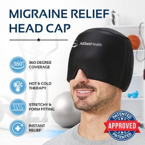 Alternative view of Migraine Relief Cap Ice Head Wrap and Hat | Hot/Cold Gel Pack with Face and Eye Mask Compress for Headache Relief - Black
