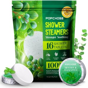 Shower Steamers Aromatherapy POPCHOSE 16 Pack Eucalyptus for Shower, Birthday Christmas Gifts Stocking Stuffers for Adults Her Mom Him, Quick Relief Nasal Congestion, Home SPA & Self Care Relaxation