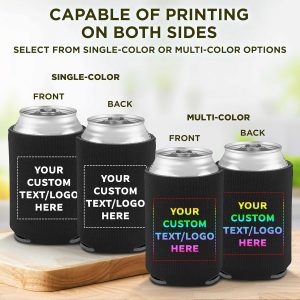 Alternative view of DISCOUNT PROMOS Custom Collapsible Beer Can Coolers 4mm Set of 50, Personalized Bulk Pack - Great for Beer, Soda, Other Beverages - Black