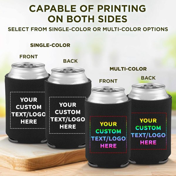 DISCOUNT PROMOS Custom Collapsible Beer Can Coolers 4mm Set of 50, Personalized Bulk Pack - Great for Beer, Soda, Other Beverages - Black - Image 2
