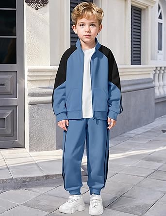NECIOUS Boys Clothes 2 Piece Long Sleeve Zip Up Boys Sweatshirt Jacket and Jogging Sweatpants Kids Fall Winter Outfits 6-12Y - Image 5