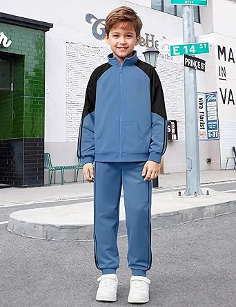NECIOUS Boys Clothes 2 Piece Long Sleeve Zip Up Boys Sweatshirt Jacket and Jogging Sweatpants Kids Fall Winter Outfits 6-12Y - Image 6