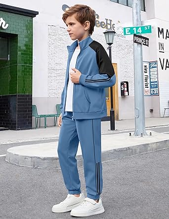 NECIOUS Boys Clothes 2 Piece Long Sleeve Zip Up Boys Sweatshirt Jacket and Jogging Sweatpants Kids Fall Winter Outfits 6-12Y - Image 4