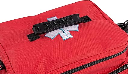 Scherber First Responder Fully-Stocked Professional Essentials EMT/EMS Trauma Kit | HSA/FSA Approved | Reflective Bag w/8 Zippered Pockets & Compartments & 200+ First Aid Supplies - Red - Image 2