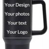 Custom Personalized 20oz Coffee Travel Mug Tail Insulated With Handle And Lid Black