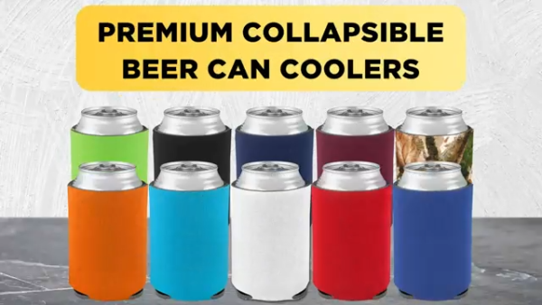 DISCOUNT PROMOS Custom Collapsible Beer Can Coolers 4mm Set of 50, Personalized Bulk Pack - Great for Beer, Soda, Other Beverages - Black - Image 8