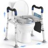 KingPavonini Toilet Seat Risers for Seniors, Raised Toilet Seat with Handles with Adjustable Height & Width, Soft Padded Seat, Elevated Toilet Seat Riser, Load 500lb, Fit Any Toilet