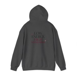 Low Energy High Standards Hoodie – Funny Quote Graphic Unisex Pullover Sweatshirt - Image 26