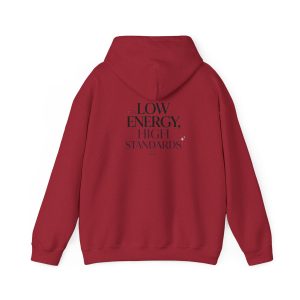 Low Energy High Standards Hoodie – Funny Quote Graphic Unisex Pullover Sweatshirt - Image 41