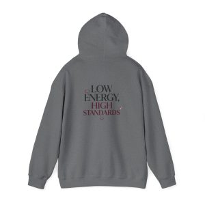 Low Energy High Standards Hoodie – Funny Quote Graphic Unisex Pullover Sweatshirt - Image 22