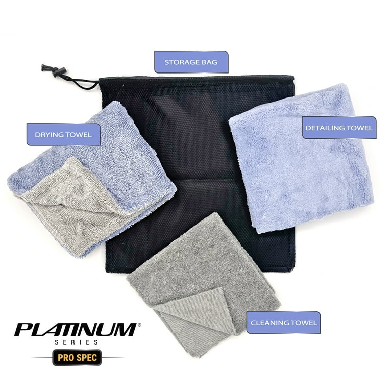 Pro Spec Car Cleaners Wash, Dry, & Detail Towel, 3 Pack, Includes Storage Bag - Image 5