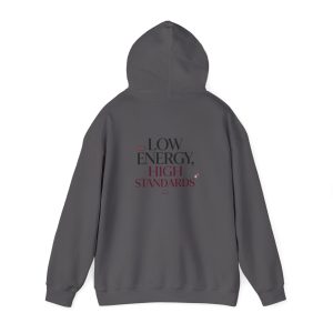 Low Energy High Standards Hoodie – Funny Quote Graphic Unisex Pullover Sweatshirt - Image 30