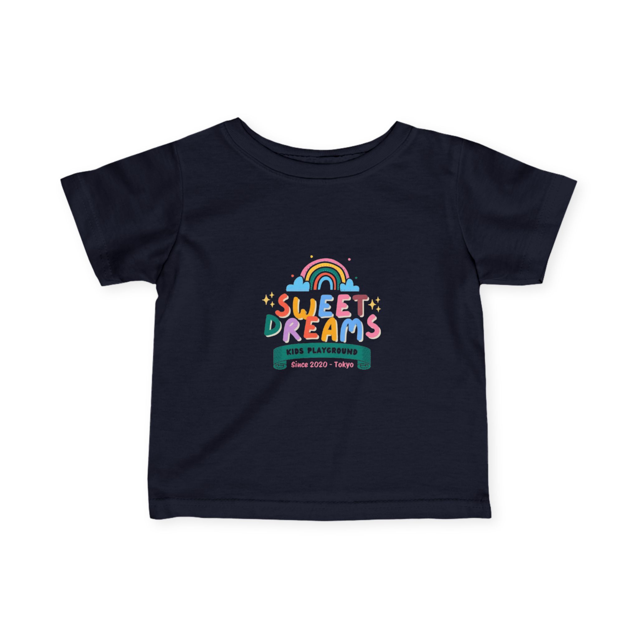 Sweet Dreams Kids Graphic Infant T-Shirt – Colourful Rainbow Playground Design - Image 37