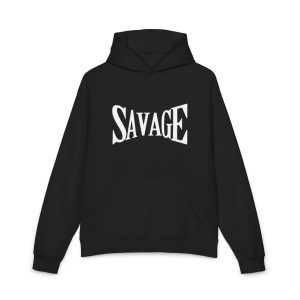 Savage Graphic Hoodie – Bold White Statement Print Pullover Hoodie