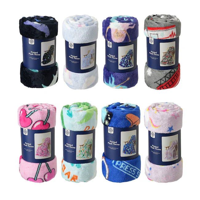 Printed Plush Throw, Assorted Designs