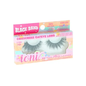 Black Band Crisscross Cat Eye Long 3D Faux Mink Lashes, 2-pc Pack. - Image 2