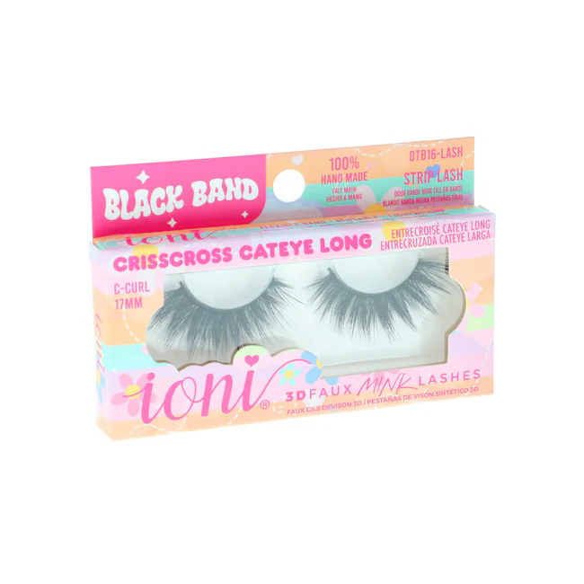 Black Band Crisscross Cat Eye Long 3D Faux Mink Lashes, 2-pc Pack. - Image 2