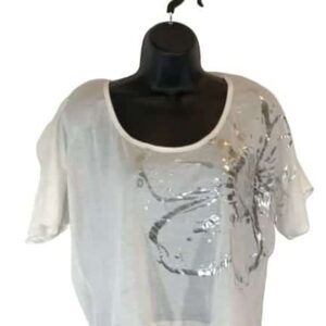 Alternative view of New Women Distressed Crop T-Shirt White