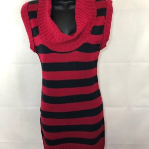 New Women Red And Black Stripe Winter Dress