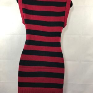 New Women Red And Black Stripe Winter Dress - Image 3